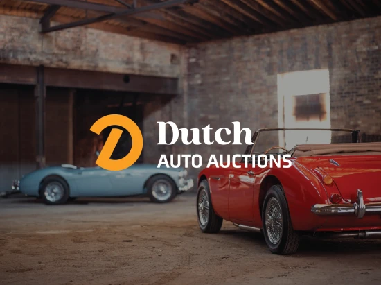 dutch auto auctions logo with cars in background